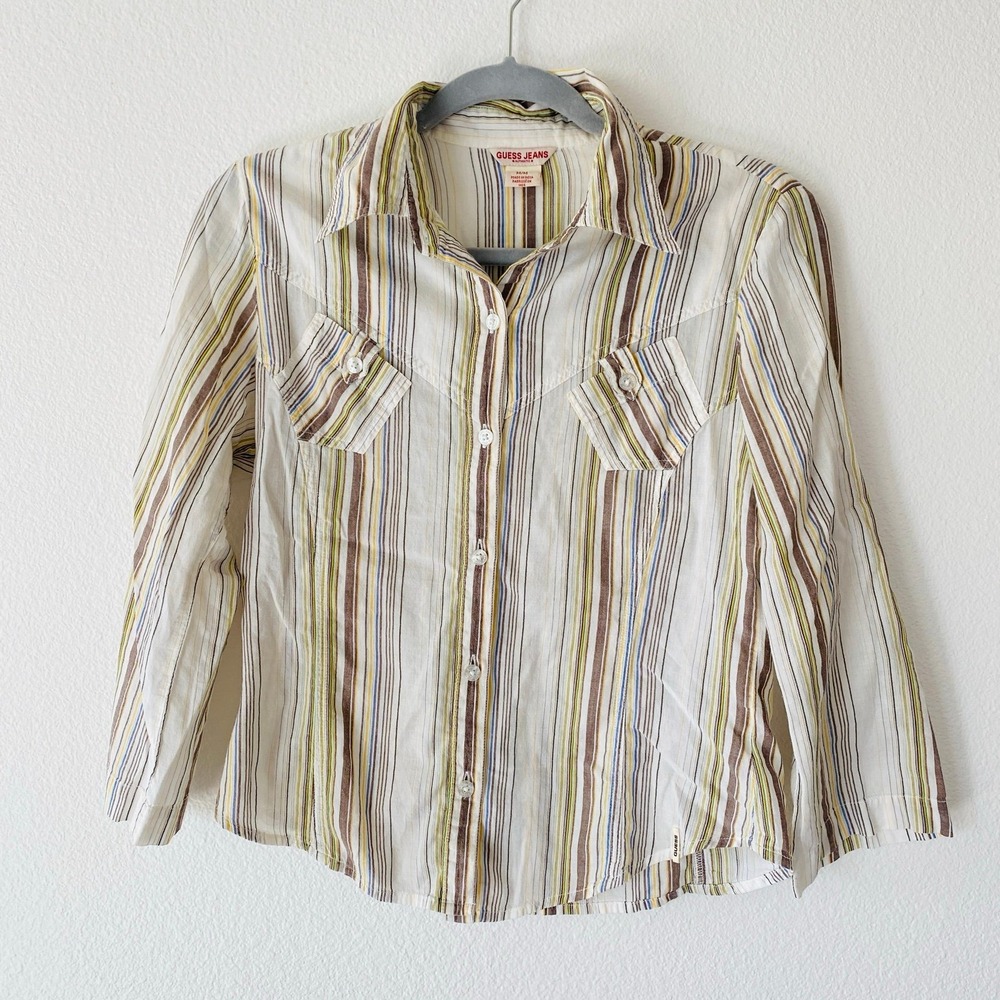 Vintage guess jeans striped western button down